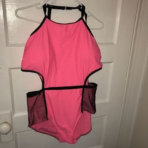 NWT Charlotte Russe Hot Pink Mesh Bathing Suit